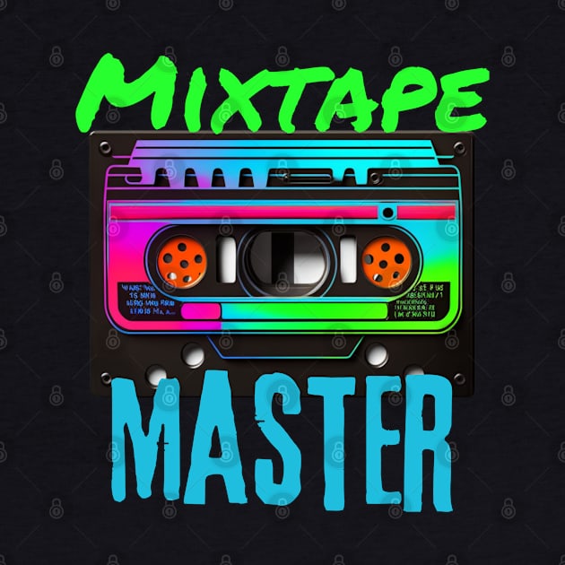 Mixtape Master 80s Retro Neon Cassette Tape by Lavender Celeste